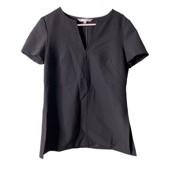 NWOT Trina Turk Black Spirited V-Neck Top Size 10 - Picture 1 of 6